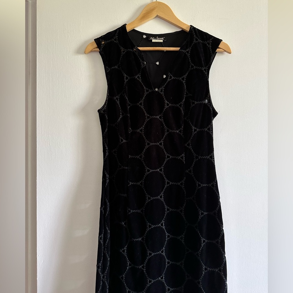 Vintage 90s Black Nc. Love Danielle Dahan Velour Mini Dress Size Medium EUC - Picture 3 of 10